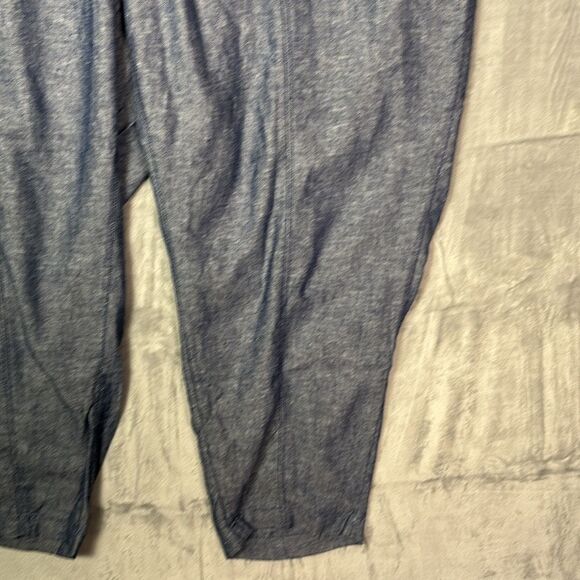 Old Navy Blue Linen Blend Drawstring Cropped Ankle Pants Size 4x - Picture 4 of 11